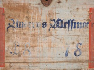 Antique gray trunk with floral details dated 1878 #26