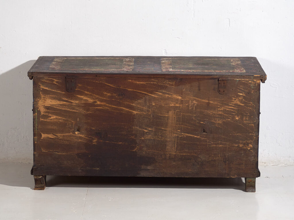 Antique blue trunk with hand painted floral details (c.1870) #2