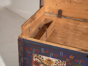 Antique blue trunk with hand painted floral details (c.1870) #2