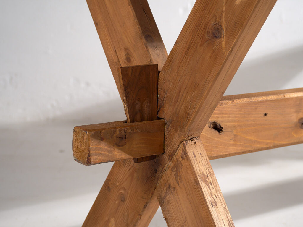 Antigua mesa de madera maciza con pátina de color verde (c.1920) #6