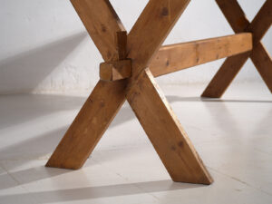 Antigua mesa de madera maciza con pátina de color verde (c.1920) #6