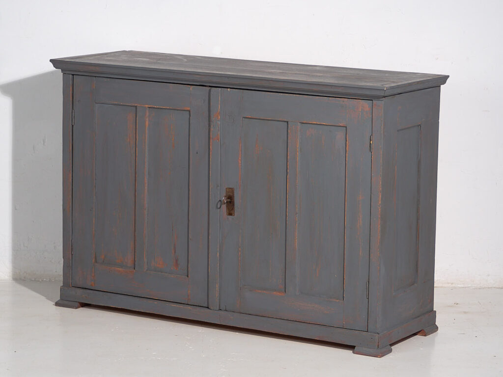 Pequeño armario antiguo de color gris plata (c.1900) #29