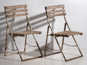 Sillas plegables de jardín antiguas (c.1920). Conjunto de 2 piezas
