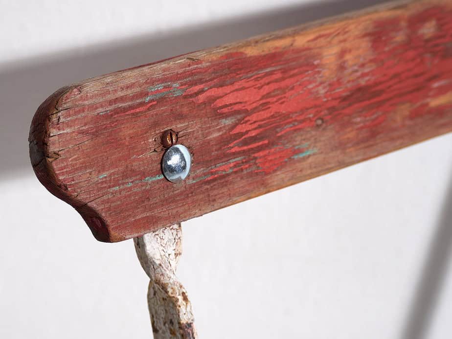 Antiguas sillas plegables de jardín en color rojo (c.1920). Conjunto de 4 piezas