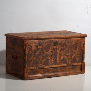 Antique brown trunk with floral motifs (c.1920) #13