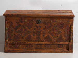 Antique brown trunk with floral motifs (c.1920) #13