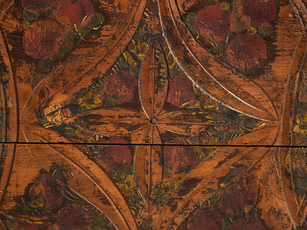 Antique brown trunk with floral motifs (c.1920) #13