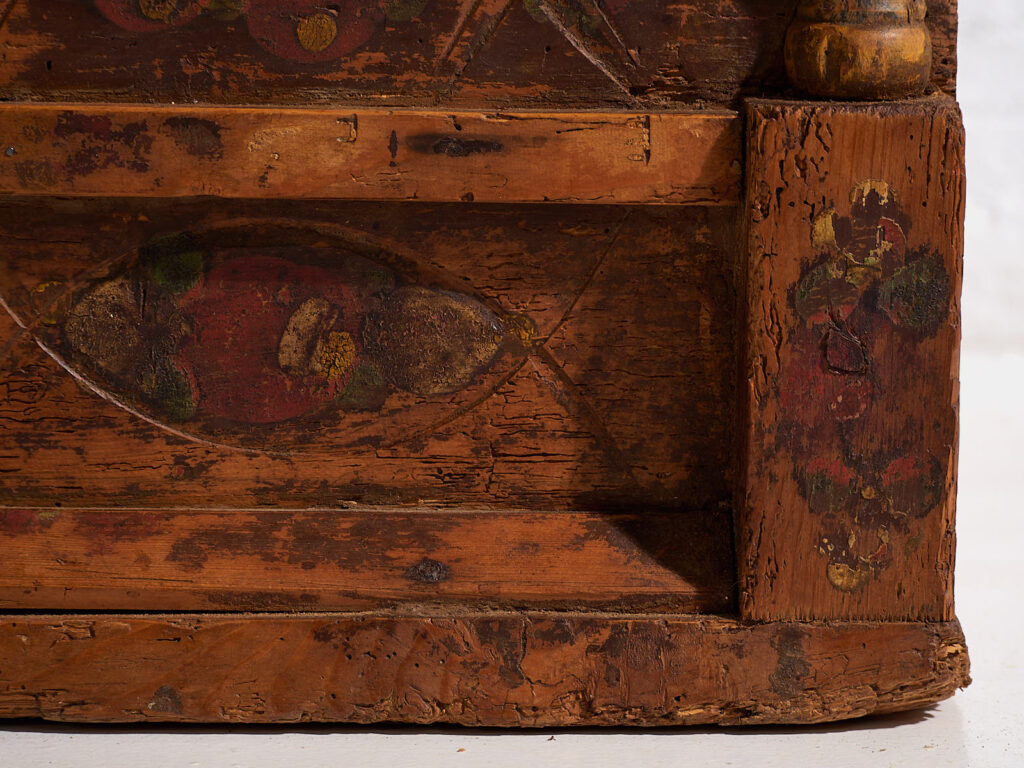 Antique brown trunk with floral motifs (c.1920) #13