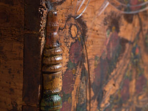 Antique brown trunk with floral motifs (c.1920) #13