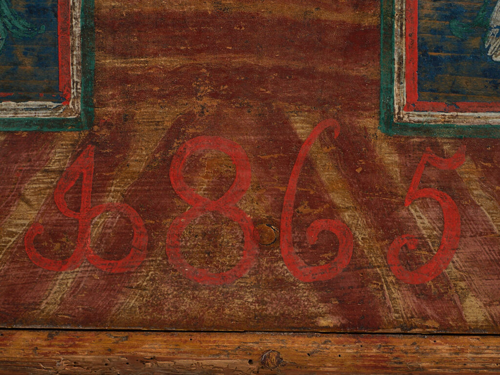 Baúl de almacenaje antiguo con motivos florales (c.1865) #14