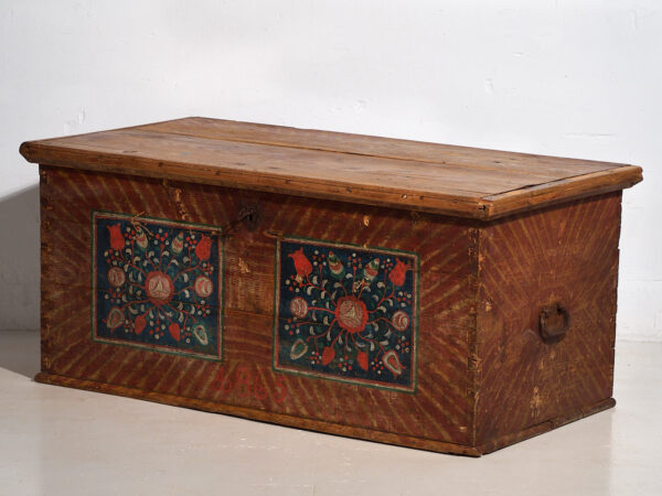 Painted pine dowry chest – Austro-Hungarian Empire, 1865