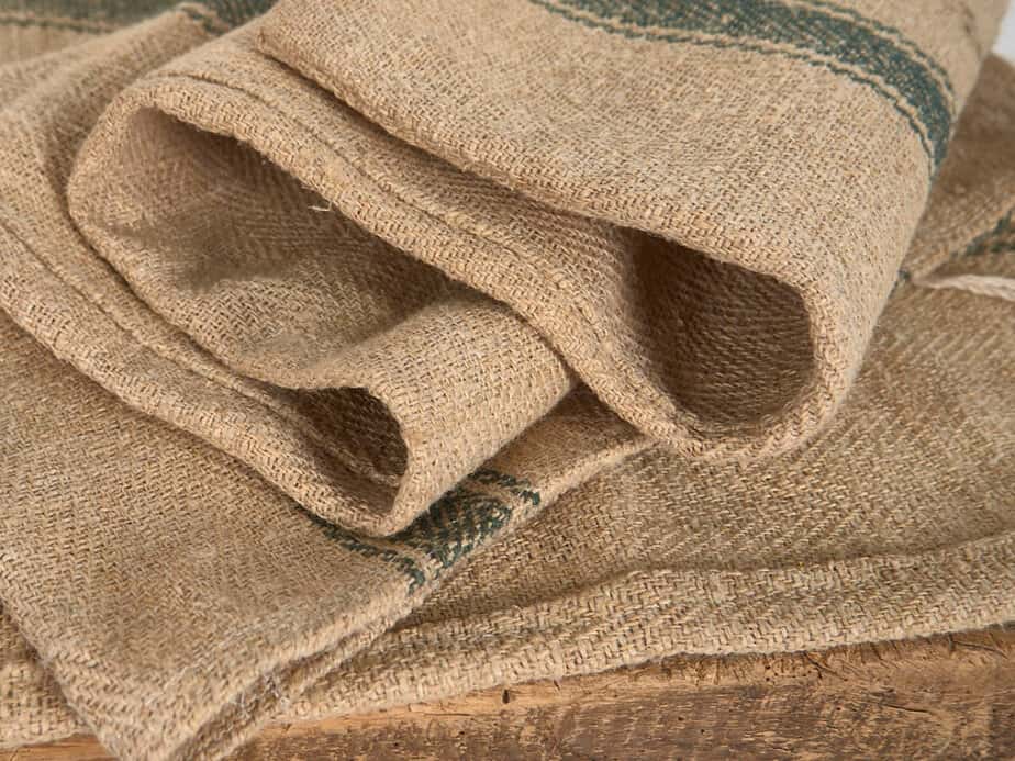 Cojín de lino antiguo de rayas color verde