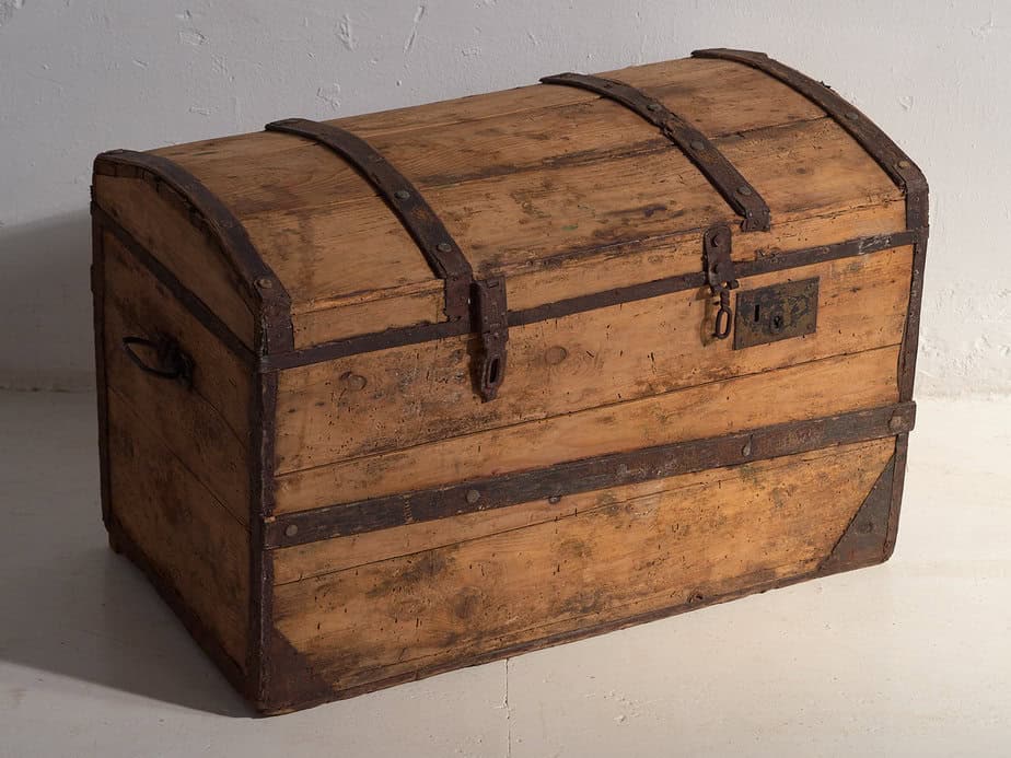 Cofre antiguo de madera lavada (c.1900) #43