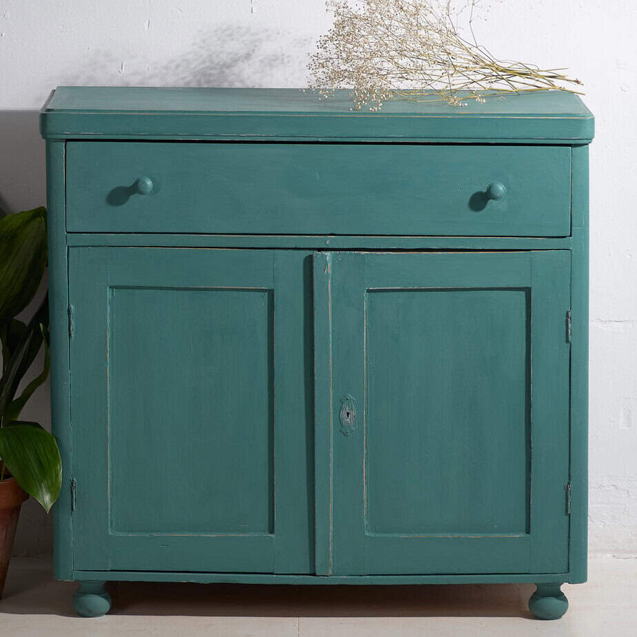 Cómoda antigua de color verde esmeralda (c.1920) #4