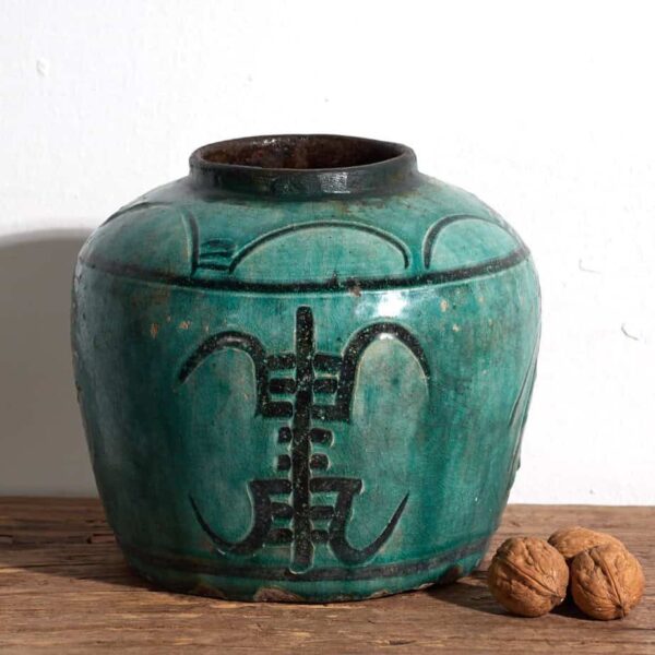 Ancien vase chinois en céramique vert émeraude (c.1820) #7