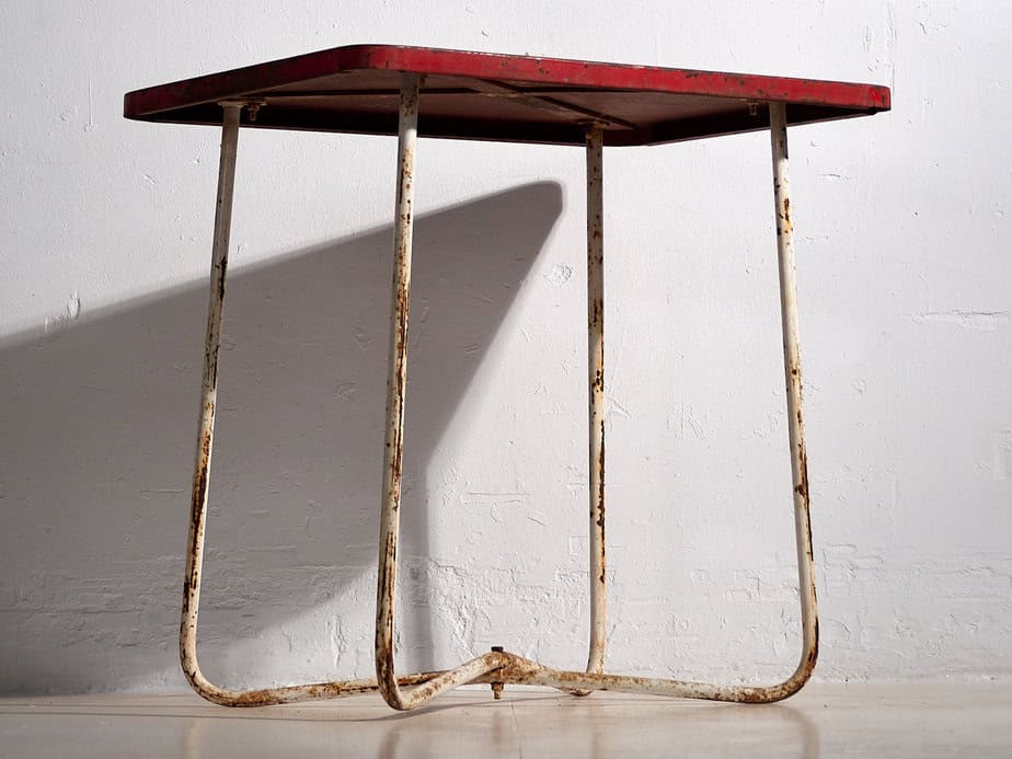 Mesa de jardín antigua de color rojo (c.1920) #19