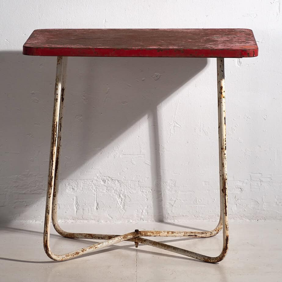 Mesa de jardín antigua de color rojo (c.1920) #19