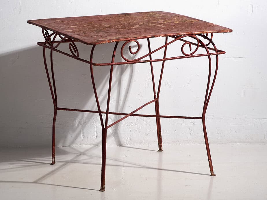 Mesa para terraza antigua de color rojo (c.1920) #21