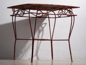 Mesa para terraza antigua de color rojo (c.1920) #21