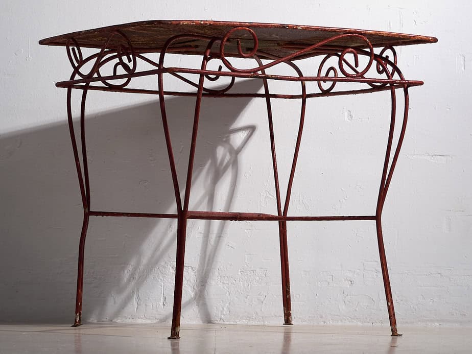 Mesa para terraza antigua de color rojo (c.1920) #21
