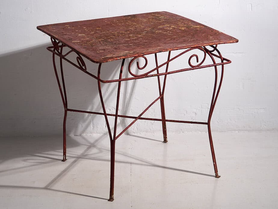 Mesa para terraza antigua de color rojo (c.1920) #21