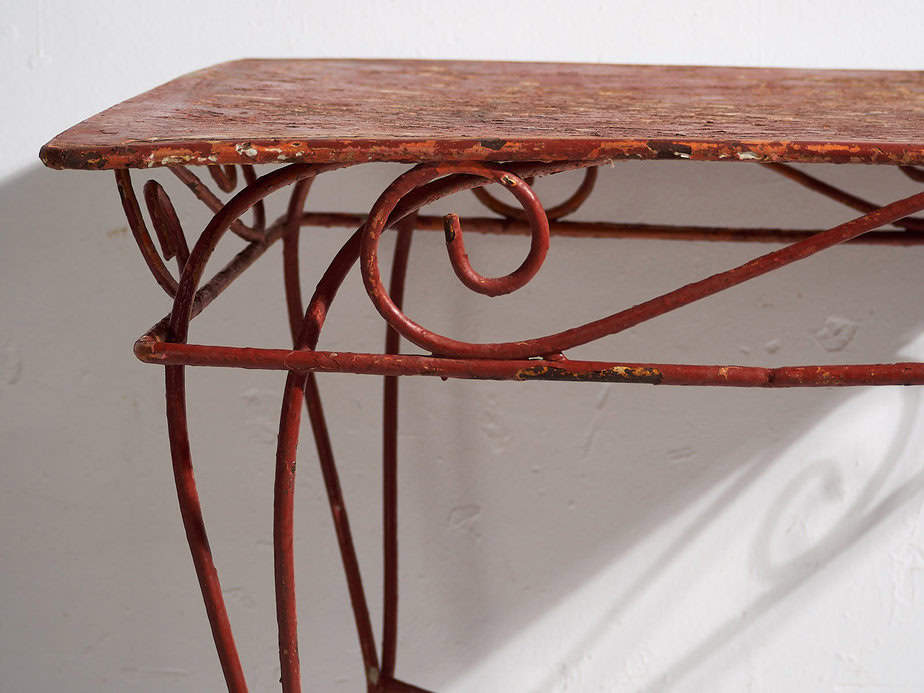 Mesa para terraza antigua de color rojo (c.1920) #21