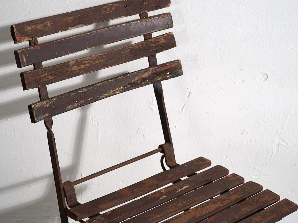 Sillas plegables de exterior antiguas (c.1920). Conjunto de 4 piezas #33