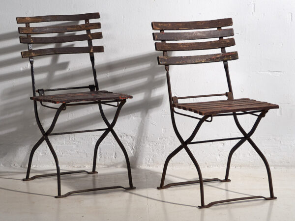 Sillas plegables de exterior antiguas (c.1920). Conjunto de 4 piezas #33