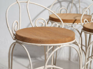 Sillas blancas de jardín antiguas (c.1920). Conjunto de 4 piezas