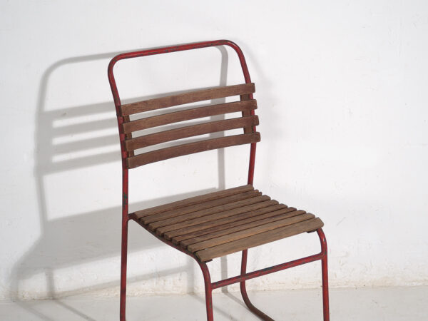 Sillas rojas de jardín antiguas (c.1920). Conjunto de 2 piezas #16