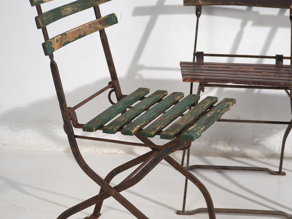 Sillas plegables de exterior antiguas (c.1920). Conjunto de 4 piezas #33