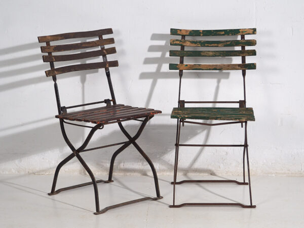 Sillas plegables de exterior antiguas (c.1920). Conjunto de 4 piezas #33