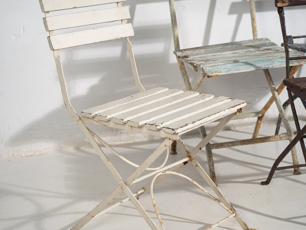 Sillas plegables de jardín antiguas (c.1920). Conjunto de 4 piezas #34