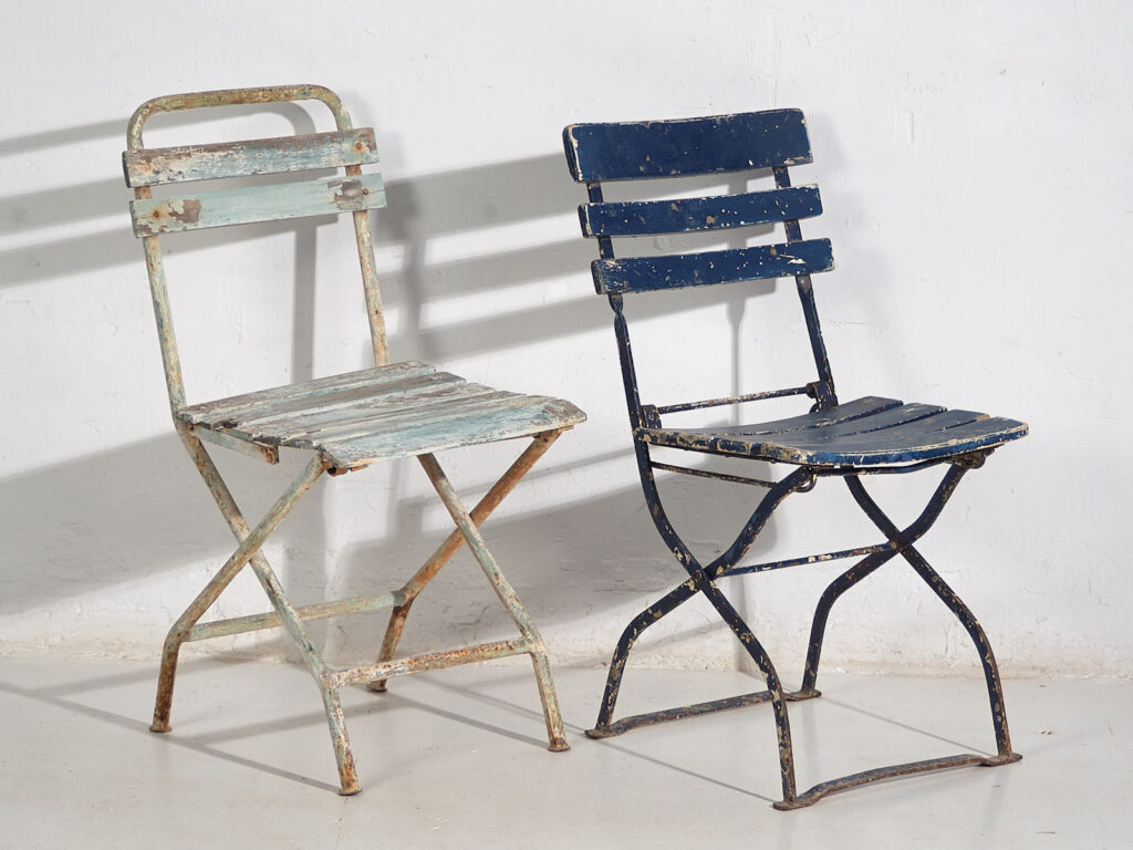 Sillas plegables de jardín antiguas (c.1920). Conjunto de 4 piezas #34