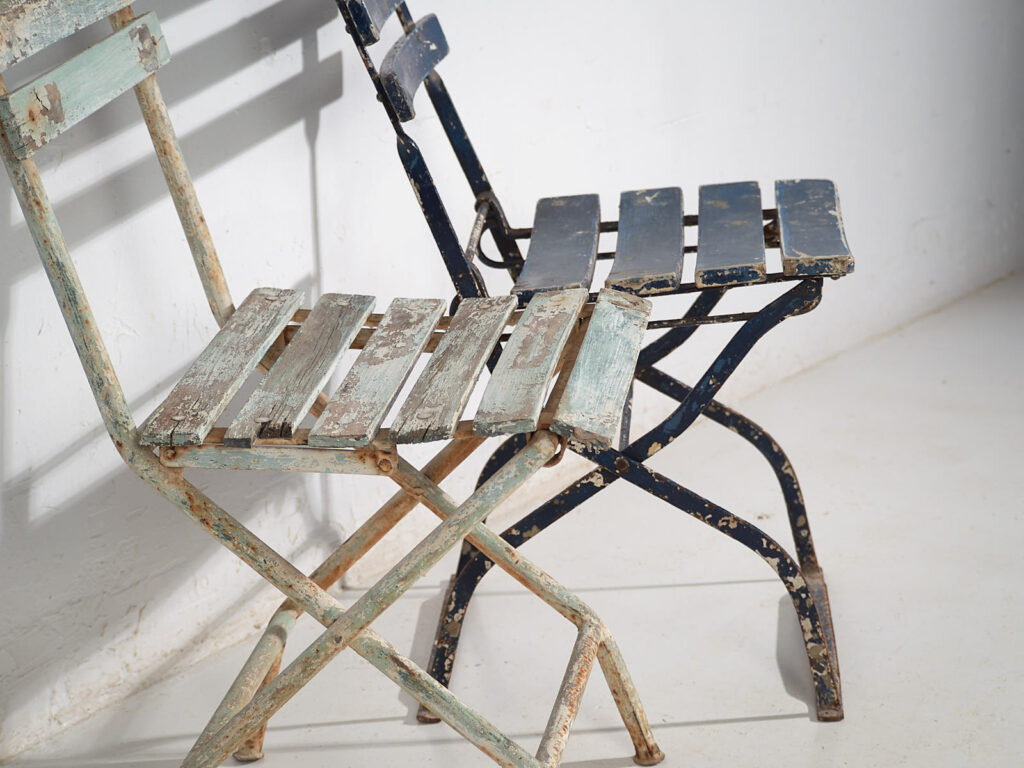 Sillas plegables de jardín antiguas (c.1920). Conjunto de 4 piezas #34