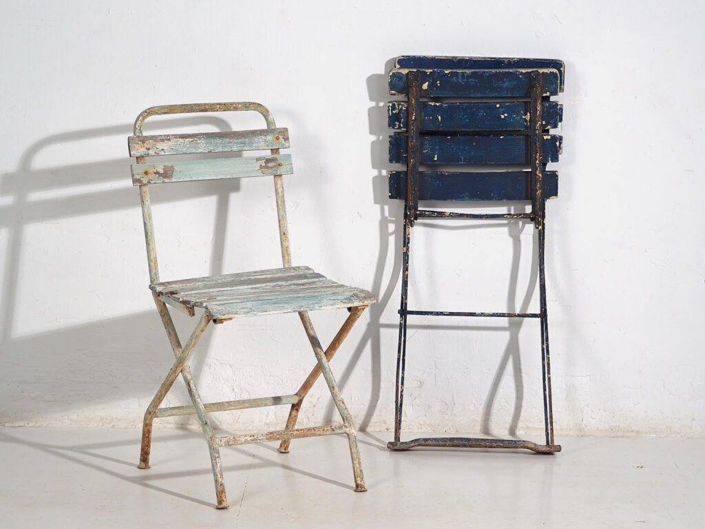 Sillas plegables de jardín antiguas (c.1920). Conjunto de 4 piezas #34