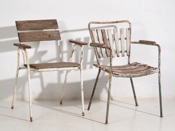 Sillas de jardín antiguas con reposabrazos (c.1920). Conjunto de 2 piezas #23
