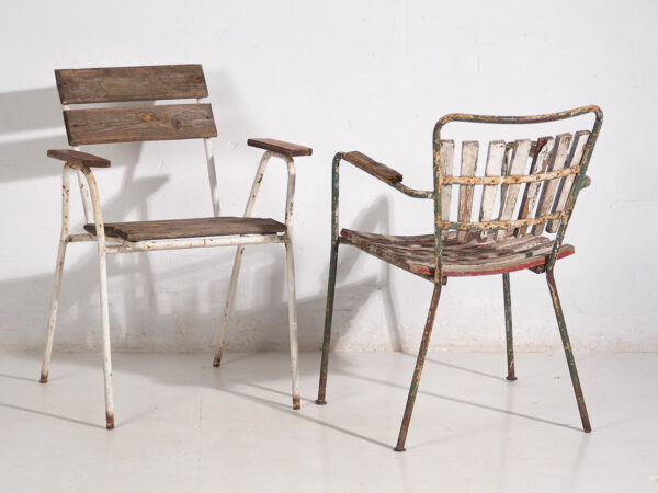 Sillas de jardín antiguas con reposabrazos (c.1920). Conjunto de 2 piezas #23