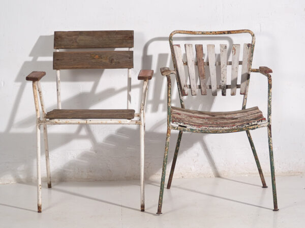 Sillas de jardín antiguas con reposabrazos (c.1920). Conjunto de 2 piezas #23