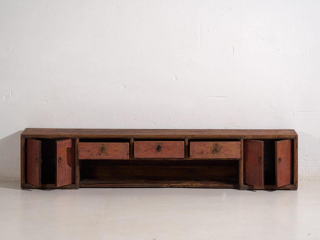 Mueble bajo antiguo con pátina de color rojo (c.1900) #29