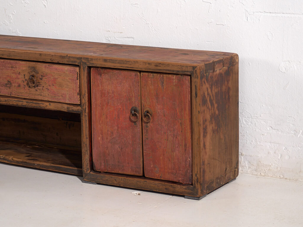 Mueble bajo antiguo con pátina de color rojo (c.1900) #29