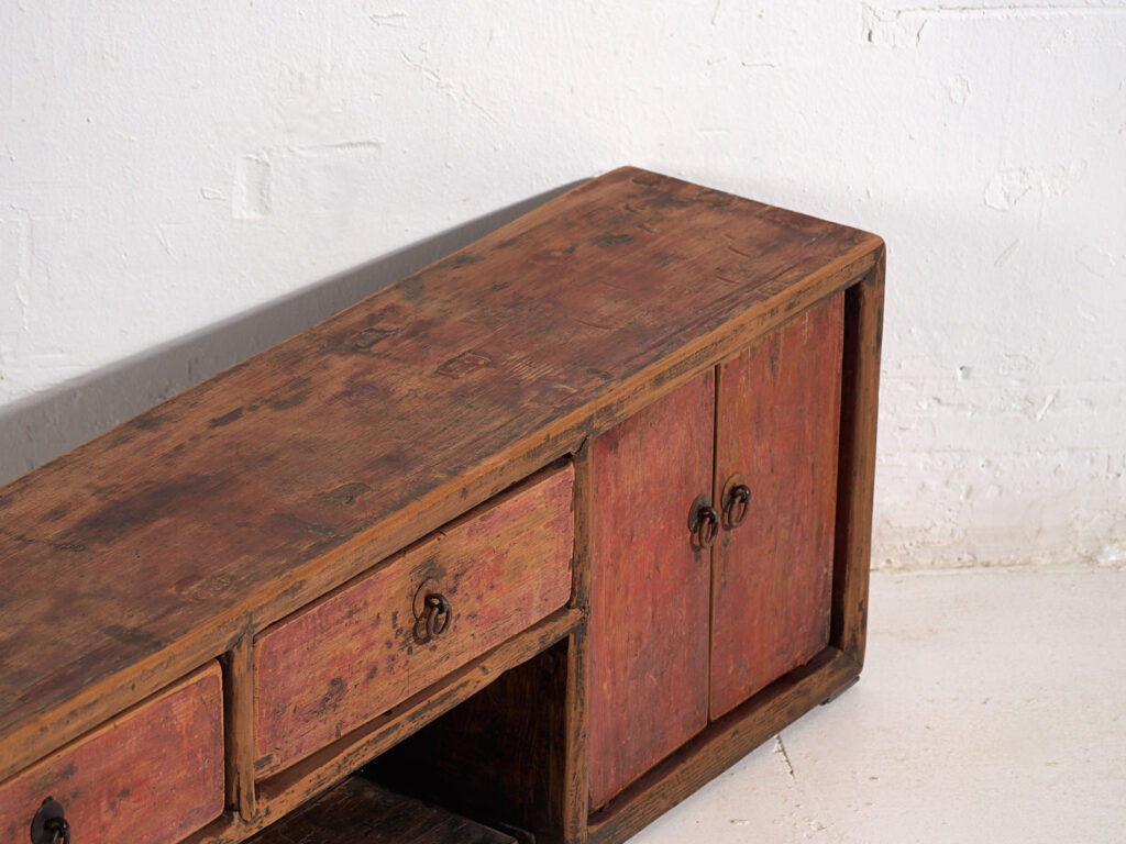 Mueble bajo antiguo con pátina de color rojo (c.1900) #29