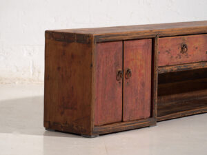 Mueble bajo antiguo con pátina de color rojo (c.1900) #29