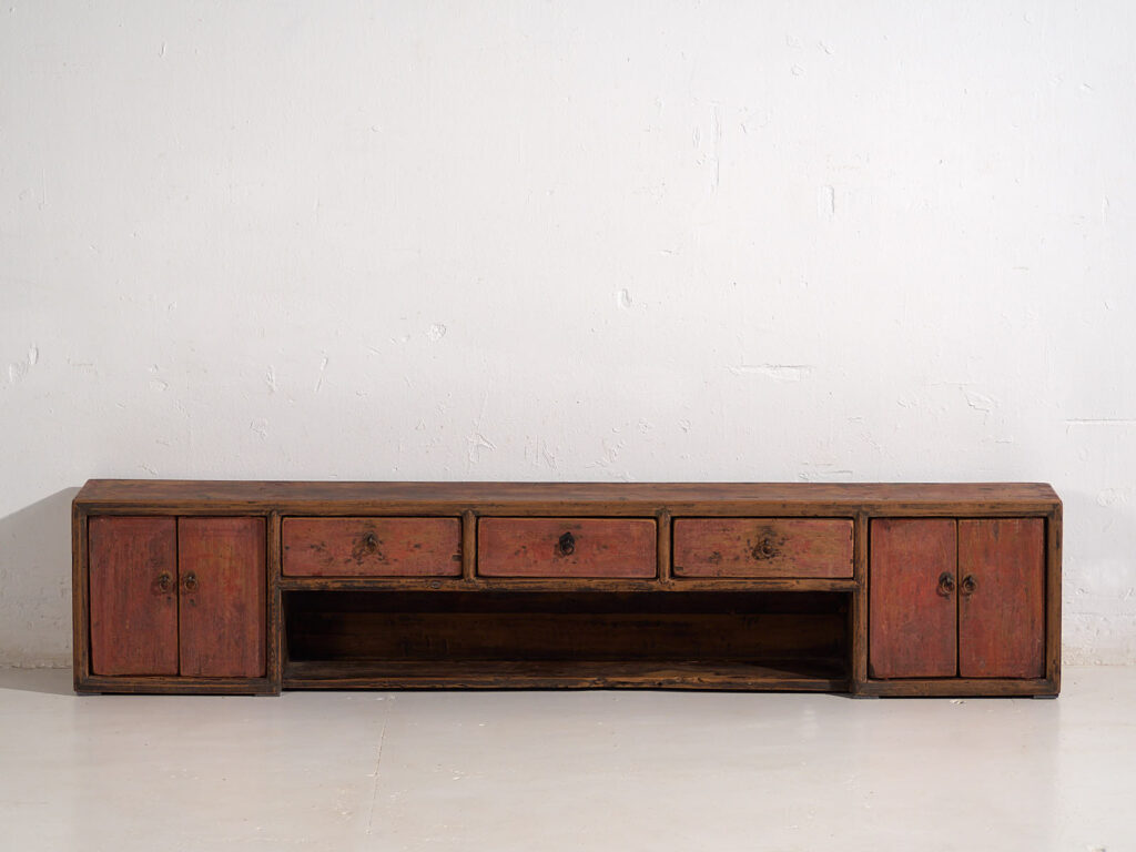 Mueble bajo antiguo con pátina de color rojo (c.1900) #29