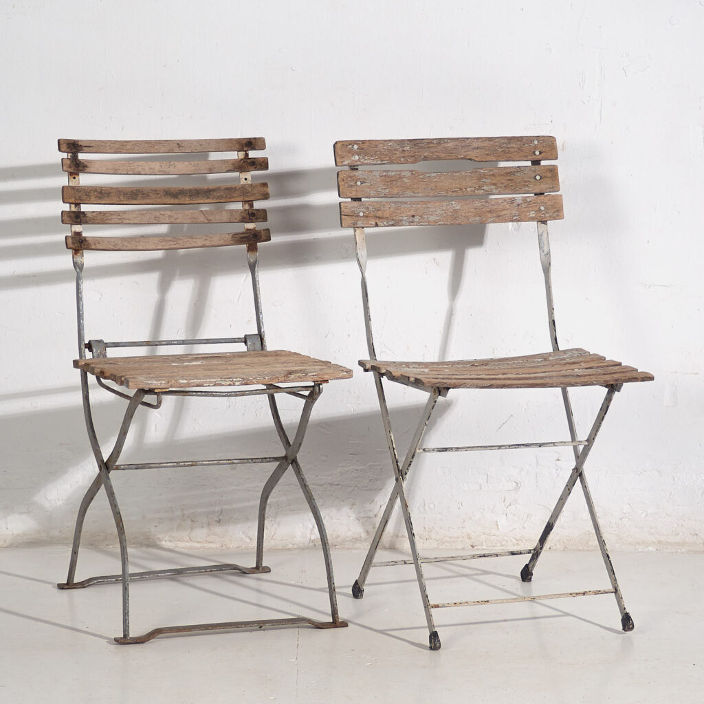 Sillas plegables antiguas de jardín (c.1920). Conjunto de 2 piezas #2