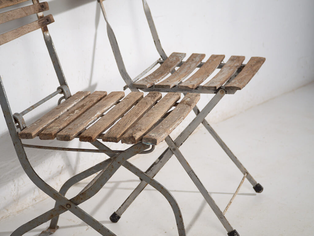 Sillas plegables antiguas de jardín (c.1920). Conjunto de 2 piezas #2