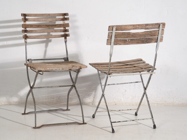 Sillas plegables antiguas de jardín (c.1920). Conjunto de 2 piezas #2