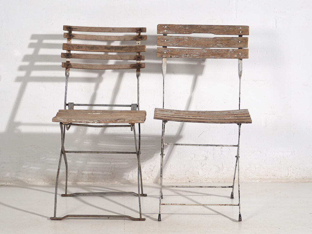 Sillas plegables antiguas de jardín (c.1920). Conjunto de 2 piezas #2