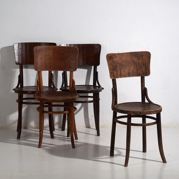 Antiguas sillas de comedor de madera curvada (c.1920). Conjunto de 4 piezas #6