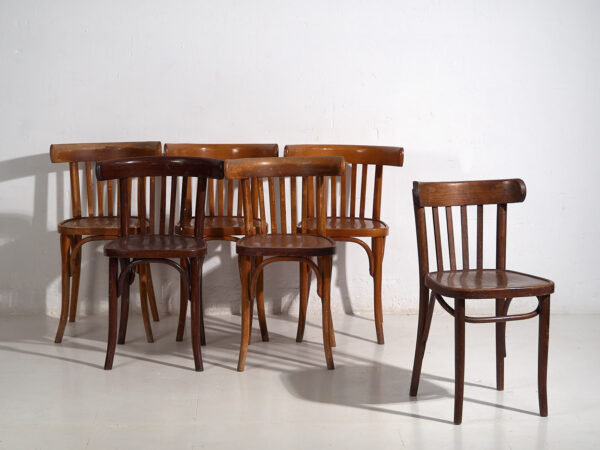Chaises de bistrot anciennes (vers 1920). Ensemble de 6 pièces #1